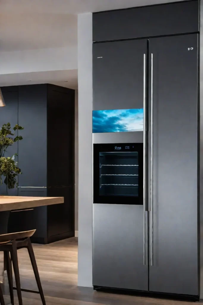 Smart kitchen with integrated touchscreen refrigerator