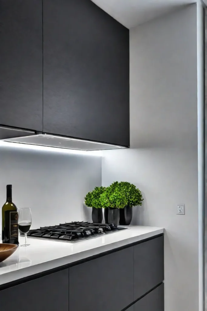 Sophisticated kitchen design with LED strip lights under cabinets