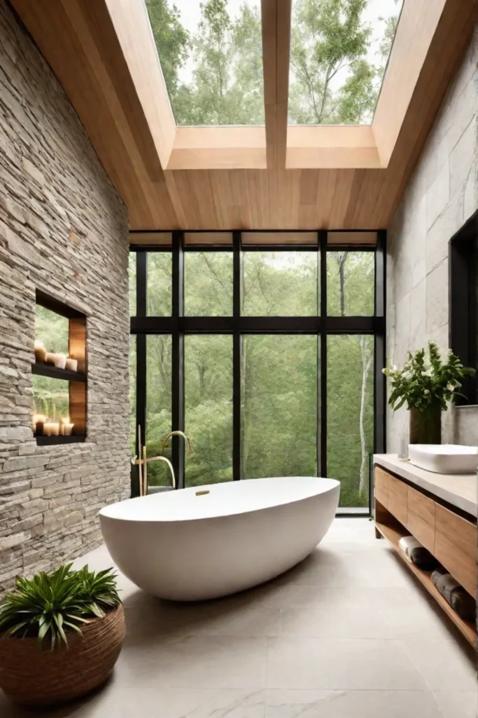 Spalike bathroom with nature view