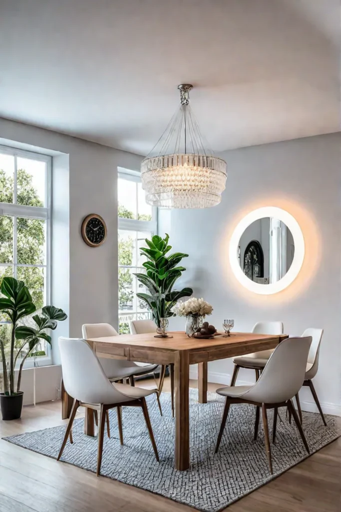 Utilizing light and reflections to enhance a small dining space