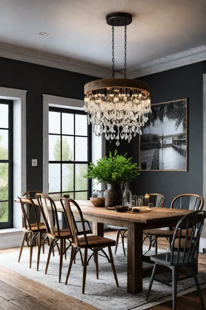 DIY chandelier rustic dining room