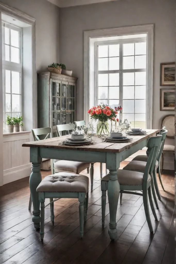 Farmhouse dining pastel accents