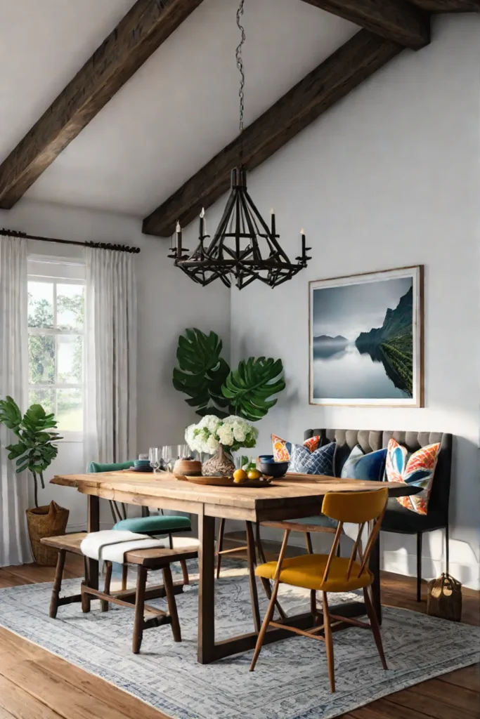 Farmhouse dining room gallery wall eclectic decor