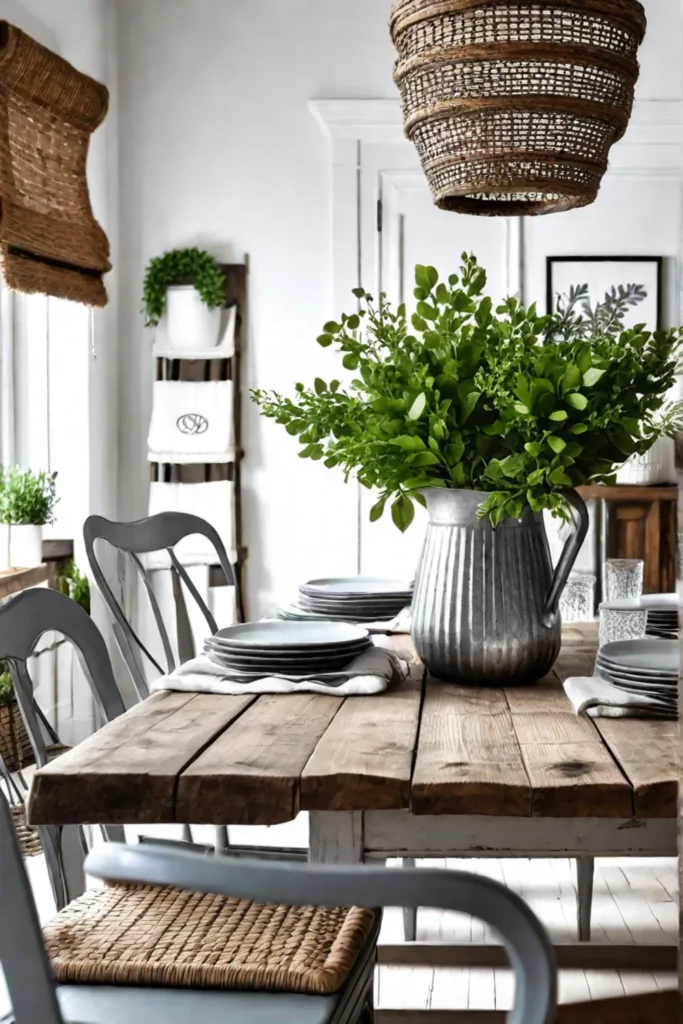 Farmhouse dining room natural elements