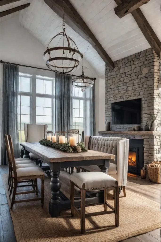 Fireplace exposed beams rustic charm