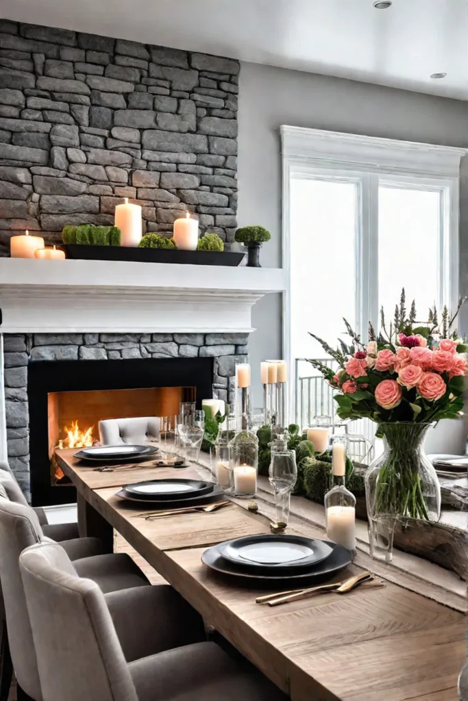 Inviting dining area farmhouse table warm atmosphere