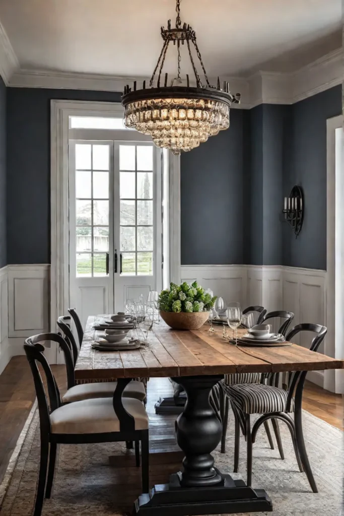 Inviting farmhouse dining room with artwork