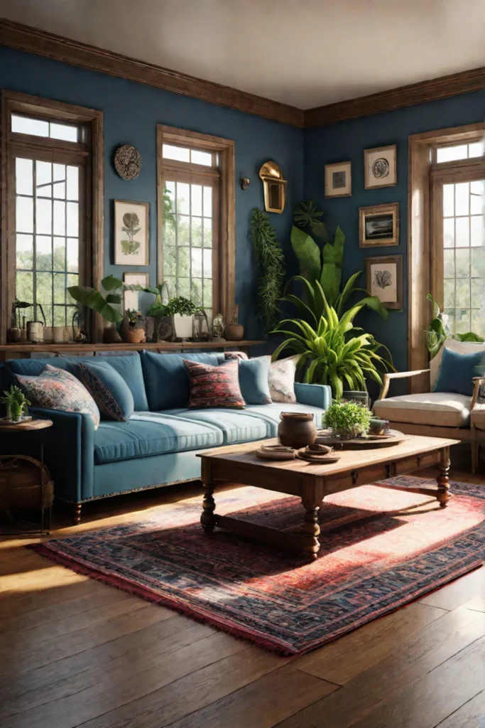 Living room with an eclectic and vibrant aesthetic