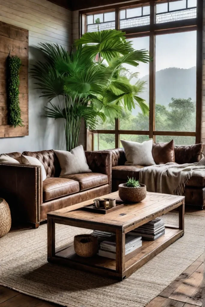 Rustic living room with natural light