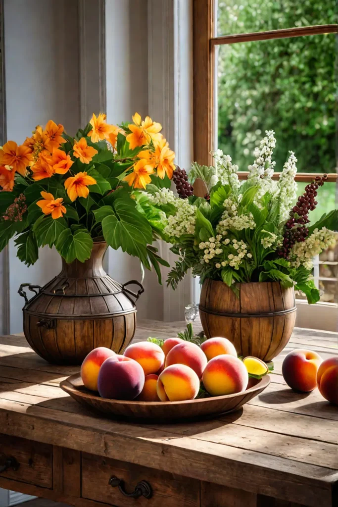 Summer fruits and flowers centerpiece