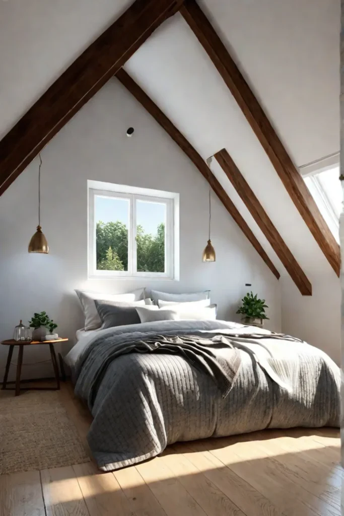 Cozy attic bedroom with maximized natural light