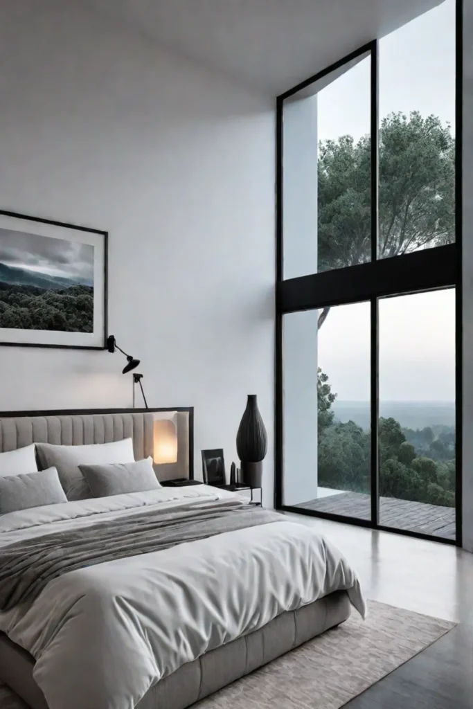 Spacious and airy bedroom with minimalist design